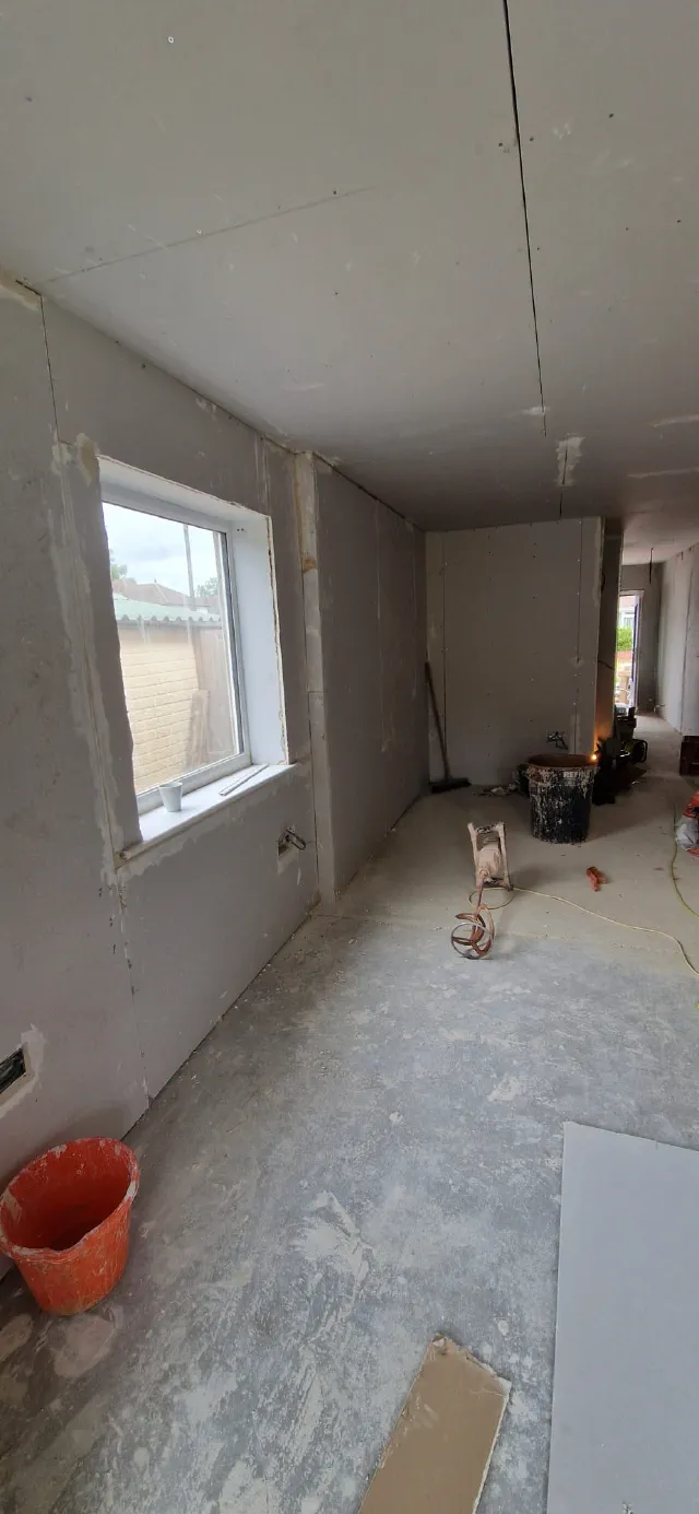 Interior of the extension prepared for plastering